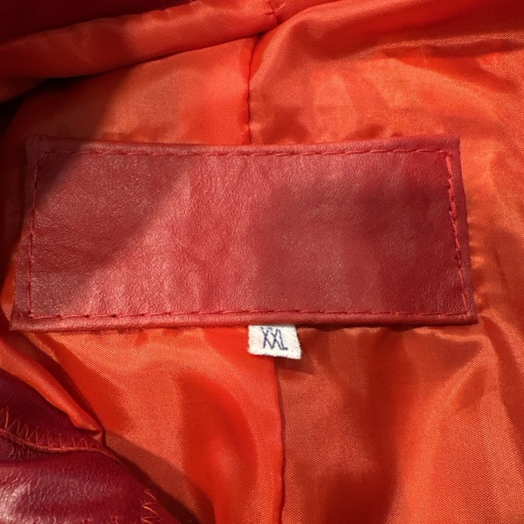 Vintage Red Leather Patchwork Jacket Women's Size XXL - Picture 5 of 6